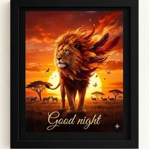 A.I. Lion Art Print In A Glass Front Frame 8x10